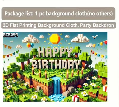 Minecraft Theme Happy Birthday Backdrop