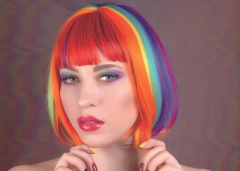 Rainbow Bob Party Wig