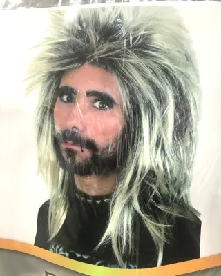Rock n Roll Style Party Wig (Black &amp; Blonde)