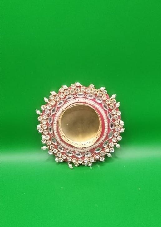 Pink pearl &amp; diamond candle holder