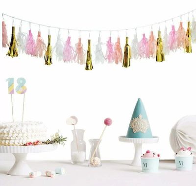 My Tassel Garland (Peach, White &amp; Gold)