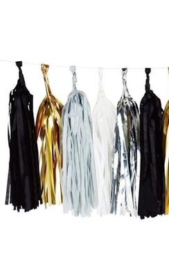Black White Gold Silver Tassel Garland