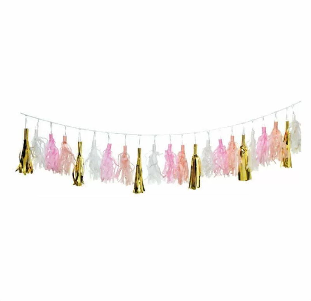 My Tassel Garland (Peach, White &amp; Gold) – 20 Pack