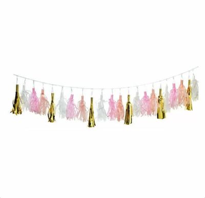 My Tassel Garland (Peach, White &amp; Gold)
