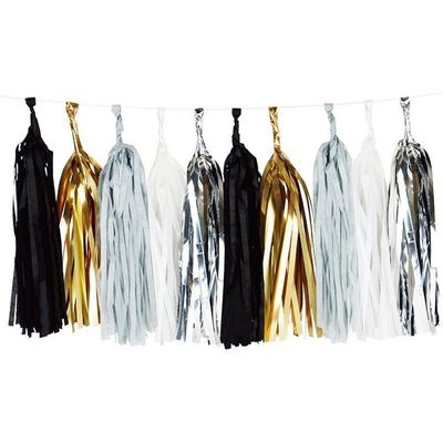 Black White Gold Silver Tassel Garland