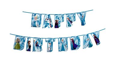 Frozen Theme Happy Birthday Banner