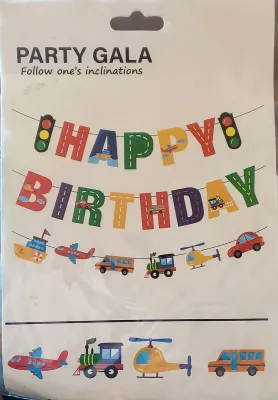 Transport Theme Happy Birthday Banner