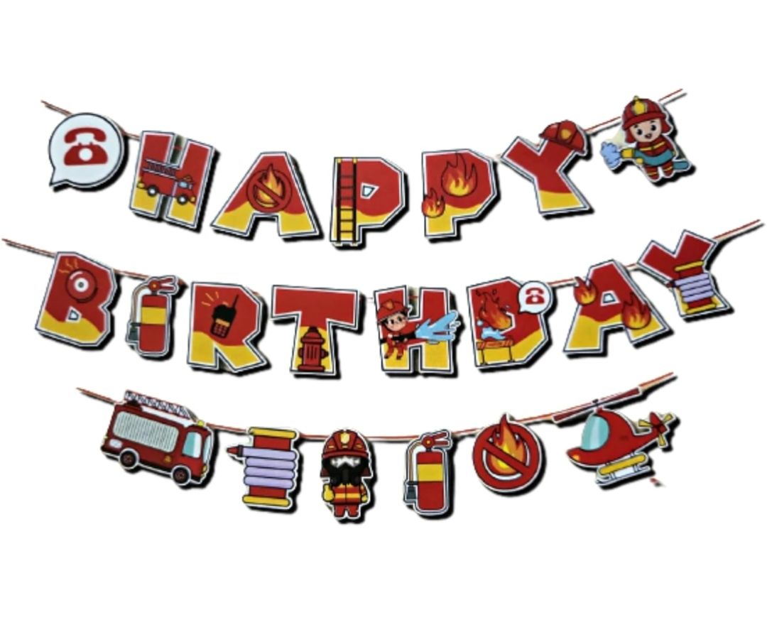 Firefighter Theme Happy Birthday Banner