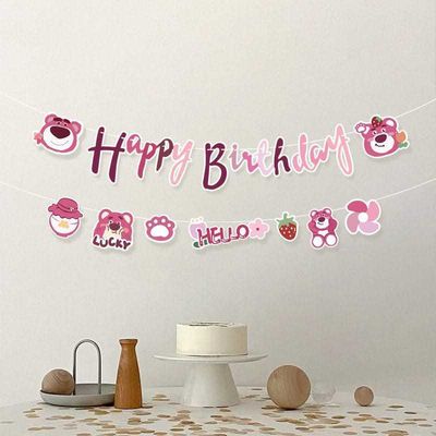 Lotso Strawberry Bear Birthday Banner