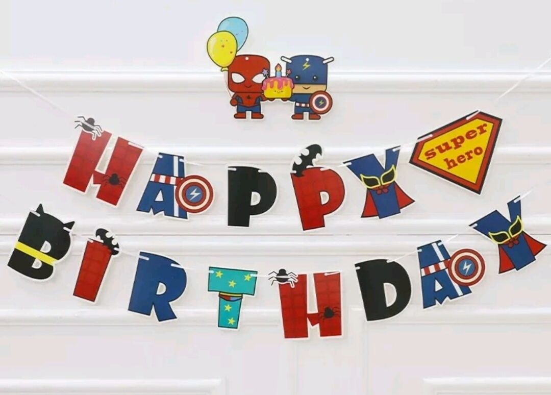 Superhero Theme Happy Birthday Banner