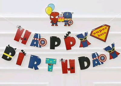 Superhero Theme Happy Birthday Banner