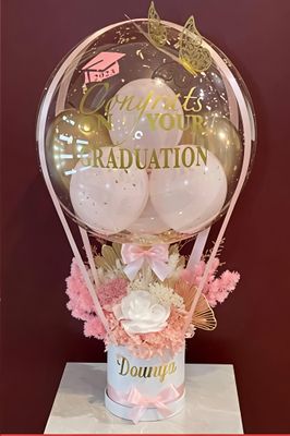 Pink &amp; Gold Hot Air Balloon Graduation Box