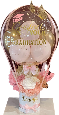 Pink &amp; Gold Hot Air Balloon Graduation Box