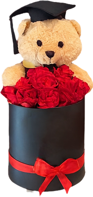 Teddy With Red Roses Custom Graduation Box