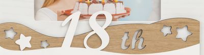 Happy 18th Birthday Wooden Frame – White &amp; Wood Finish (6" x 4")