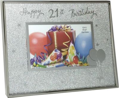 Happy 21st Birthday Glitter Photo Frame (6" x 4")