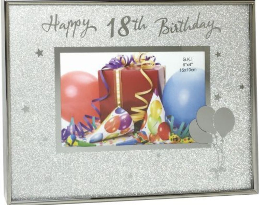 Happy 18th Birthday Glitter Photo Frame (6" x 4")