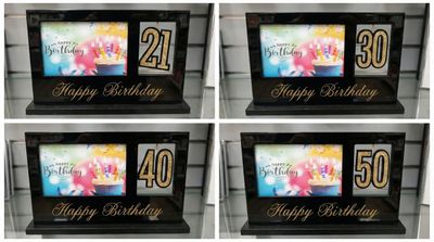 Happy Birthday Photo Frame – Age Options 21 / 30 / 40 / 50