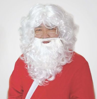 Santa Wig &amp; Beard – White Curly