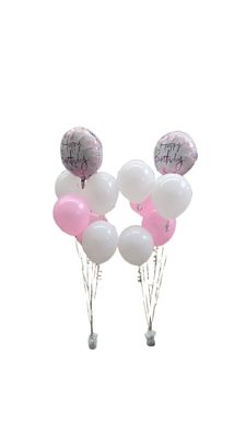 Pink &amp; White Birthday Balloons