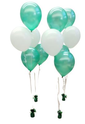Green &amp; White Balloons with Weights