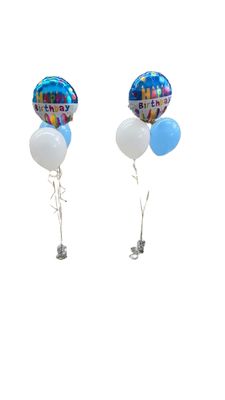 Happy Birthday Balloons with Weights (blue &amp; white)
