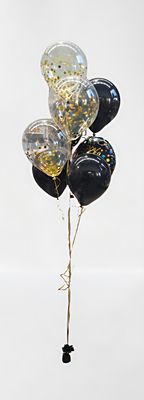 Black &amp; Gold confetti balloons With Weight