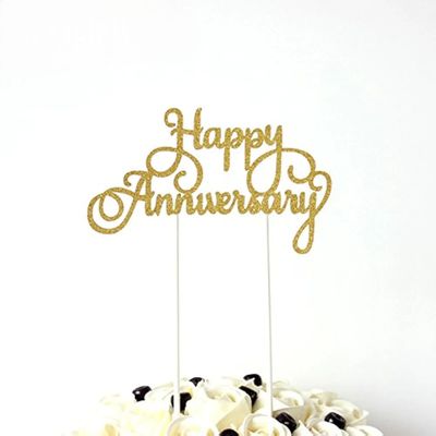 Golden Happy Anniversary Topper