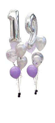 Silver Number Balloons with Weights for Birthday (Number-19)