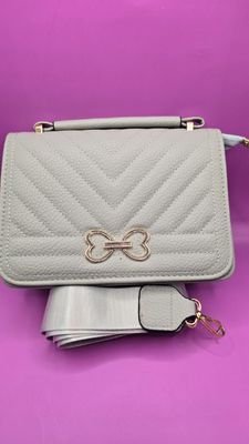 Grey Quilted Crossbody Bag