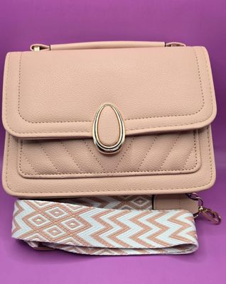 Peach Textured Crossbody Bag