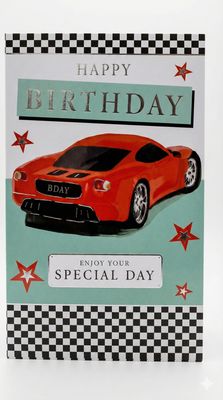 Happy Birthday Greeting Card – Sports Car Theme