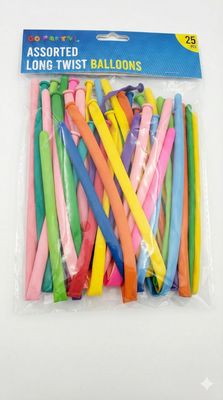 Assorted Long Twist Balloons – 25 pcs