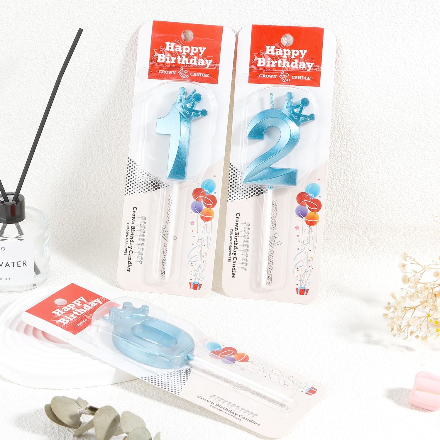 Blue Crown Number Birthday Candle