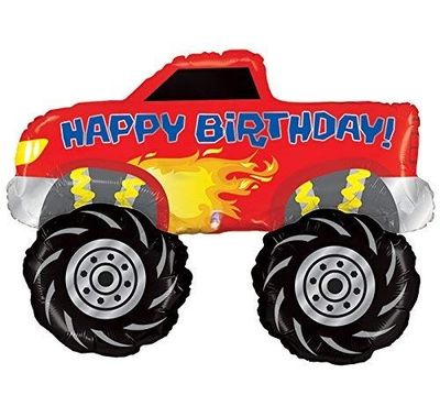 Happy Birthday Monster Truck Foil Balloon – Racing Theme (18”)