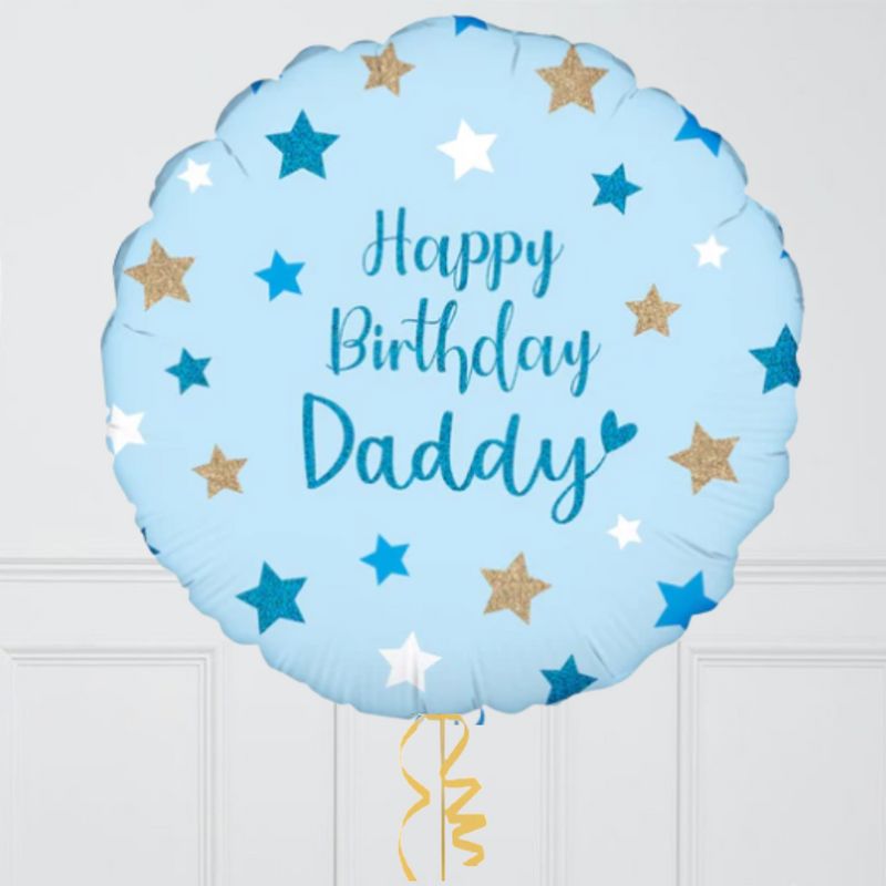 Happy Birthday Daddy Foil Balloon – Blue Star Design (18”)