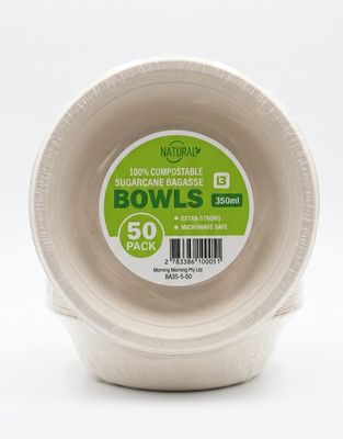 Compostable Sugarcane Bagasse Bowls – 350ml (50 Pack)
