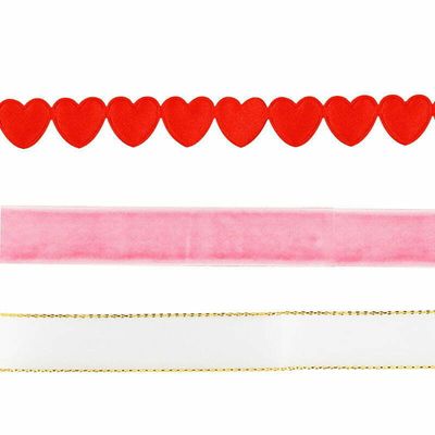 Decorative Ribbon Set – Heart &amp; Velvet Ribbons (3 Pack)