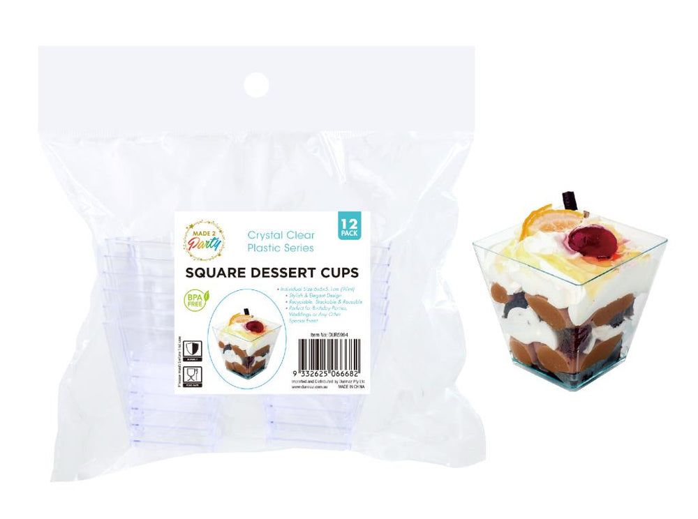 Square Dessert Cups – Clear Plastic