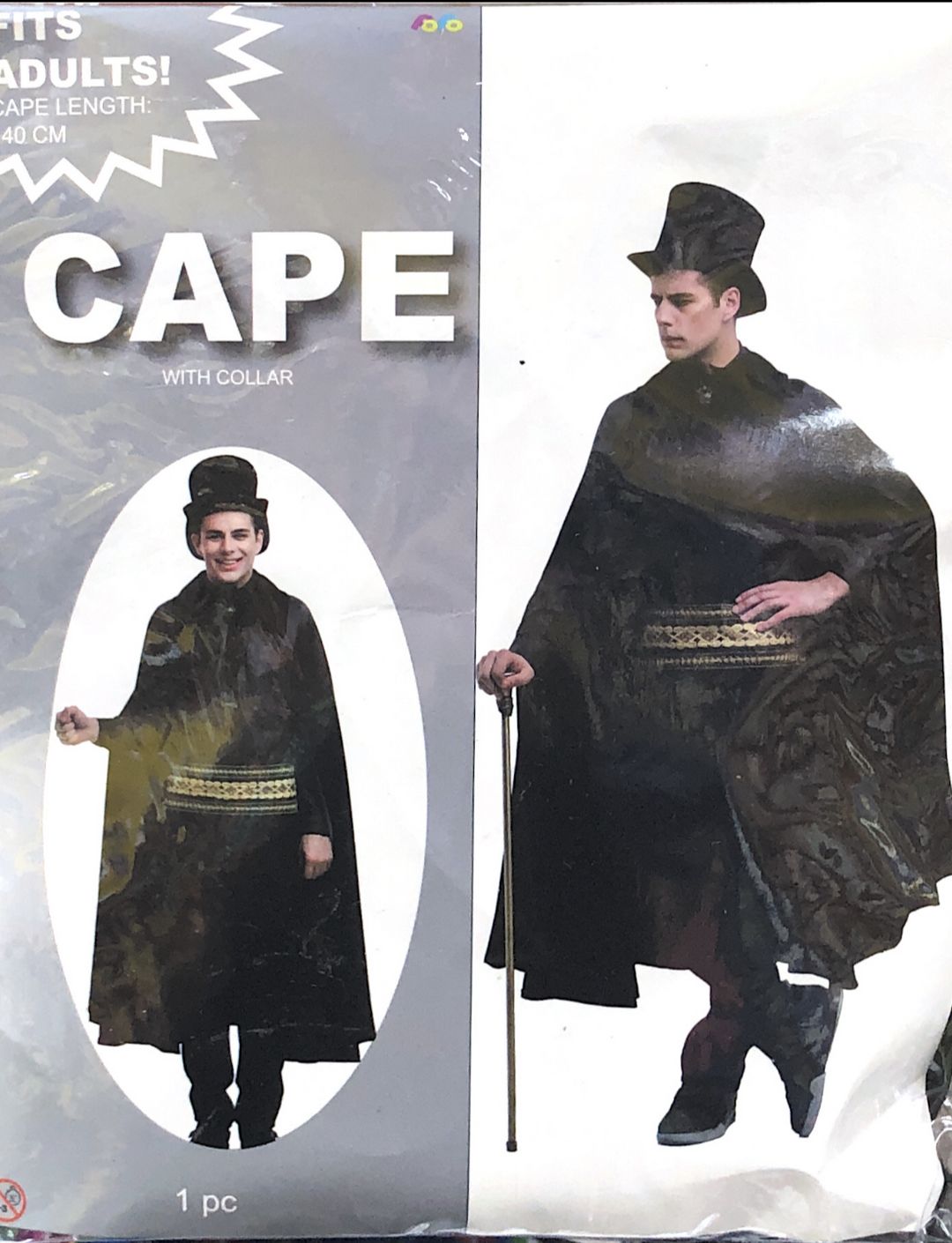 Adult Black Cape with Collar – Costume Cape