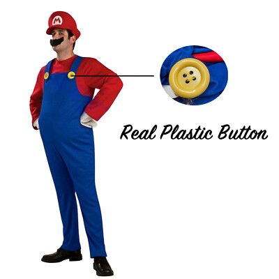 Classic Plumber Costume – Red &amp; Blue Character Outfit (Adult Size)