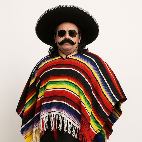 Mexican Poncho Costume – Multicolor Fiesta Poncho (Adult Size)
