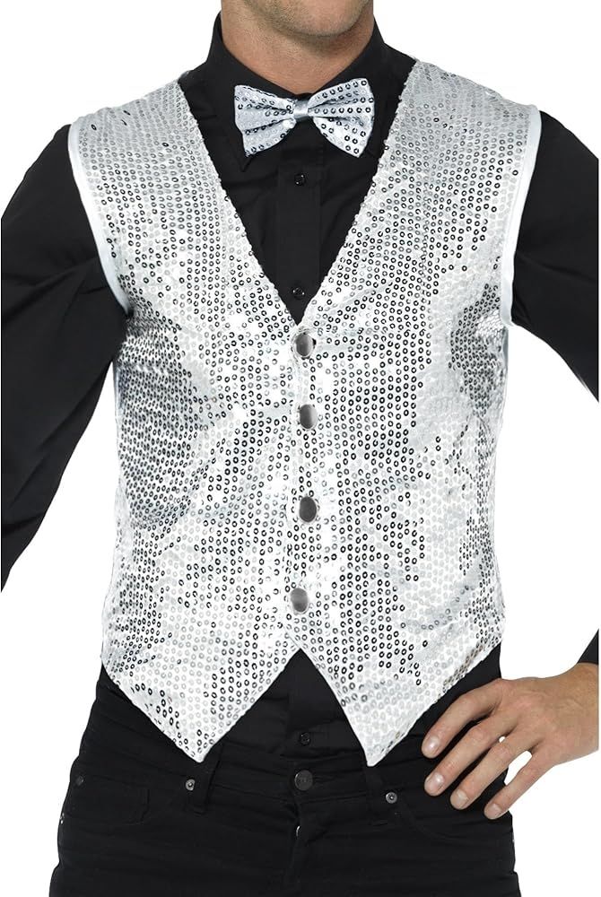 Adult Fit Sequin Vest Silver