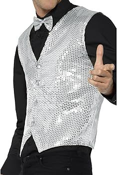 Adult Fit Sequin Vest Silver