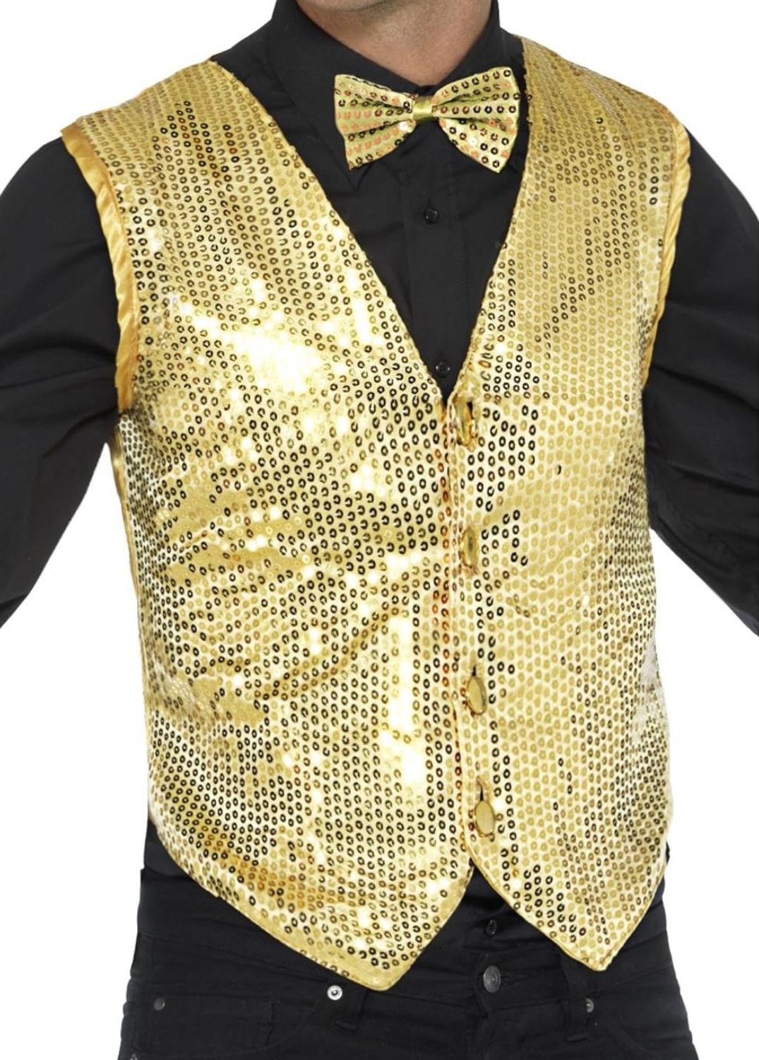 Adult Fit Sequin Vest Gold