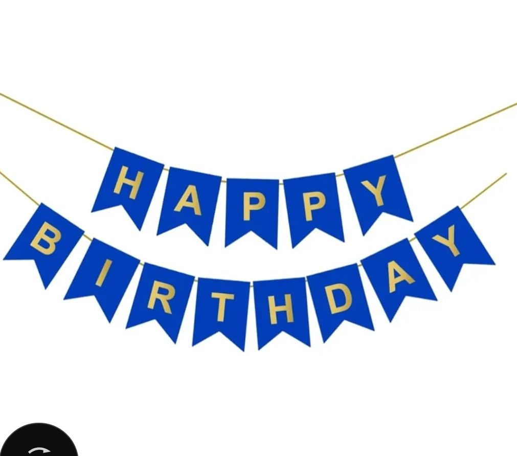 Dark Blue Happy Birthday Banner