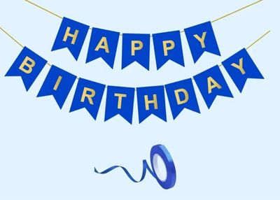 Dark Blue Happy Birthday Banner