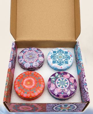 Decorative Mandala Scented Candle Pack of 4