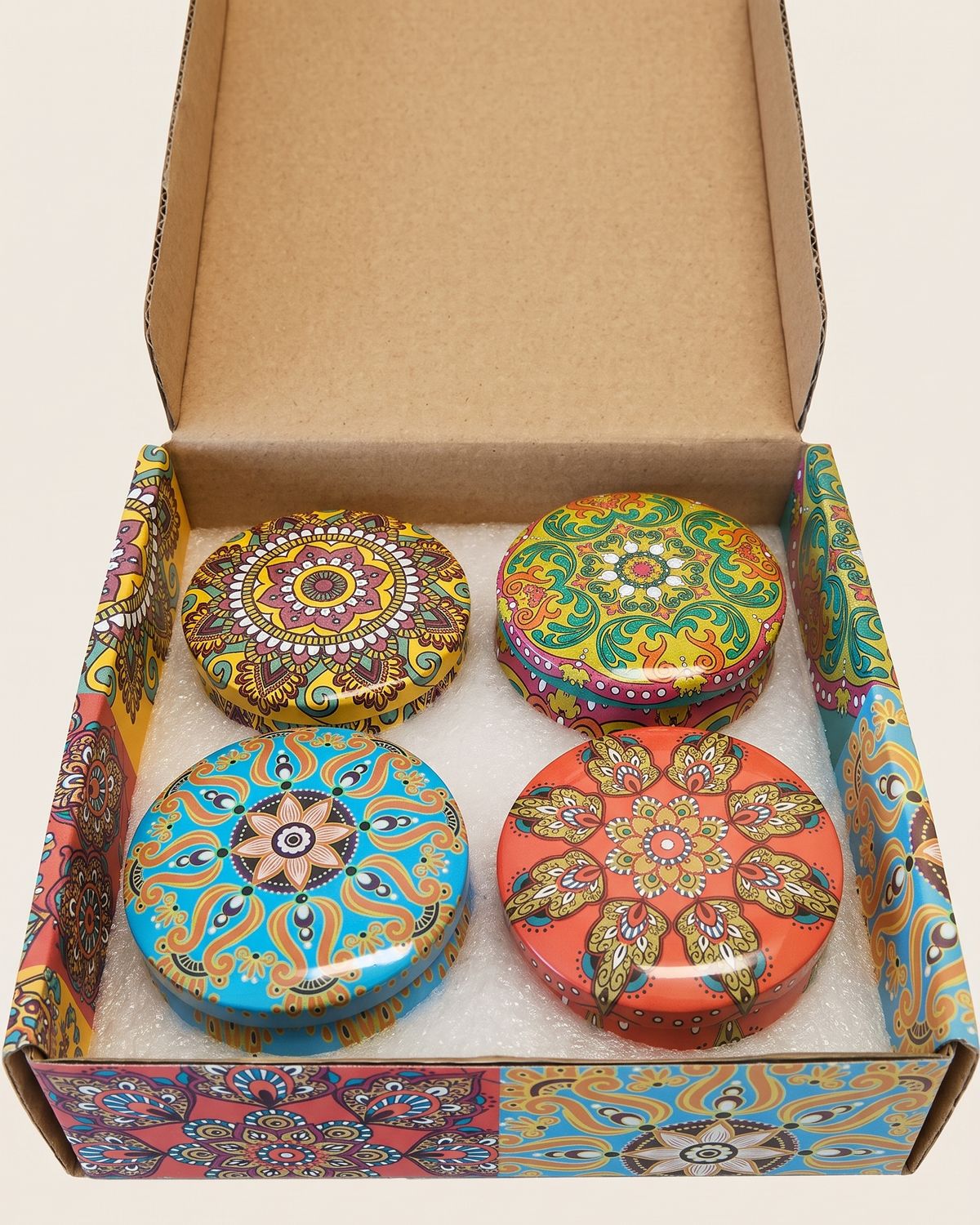 Decorative Mandala Scented Candle Pack of 4