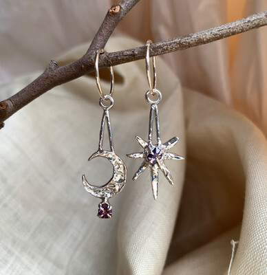 OOAK Celestial Witch Earrings - Geometric Spinels